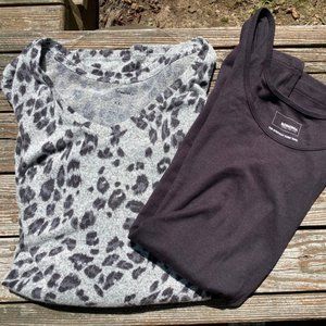 SONOMA gray animal print sweater & black tank top